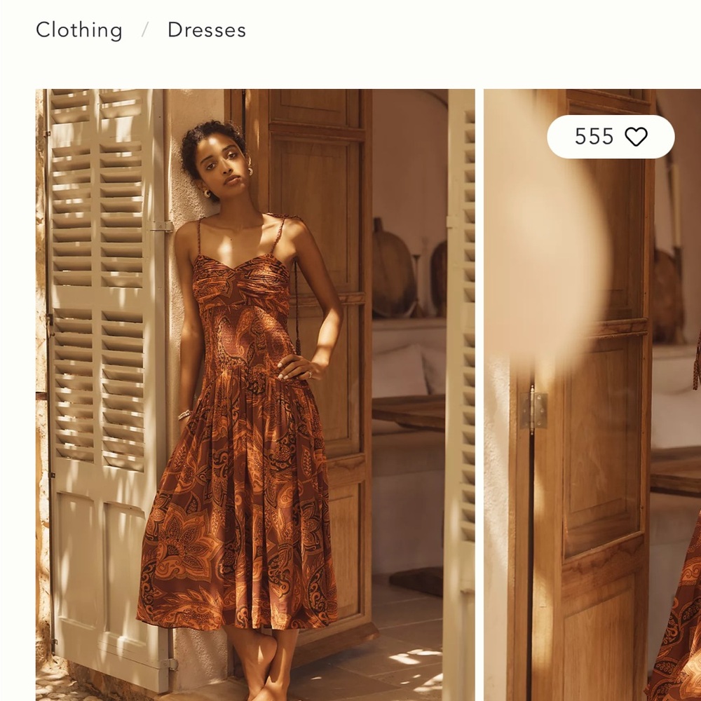 FARM Rio Brown Patterned Midi Dress